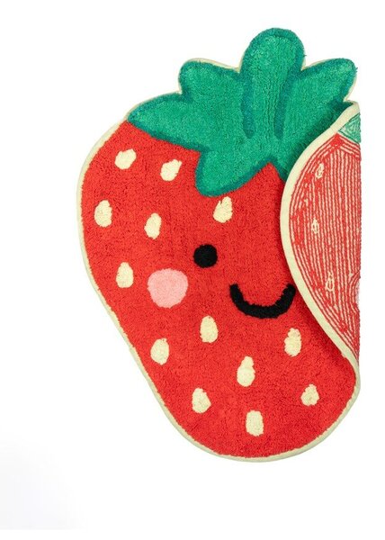 Tappeto per bambini rosso in cotone 60x52 cm Strawberry – Sass & Belle