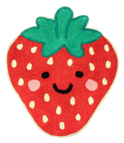 Tappeto per bambini rosso in cotone 60x52 cm Strawberry – Sass & Belle
