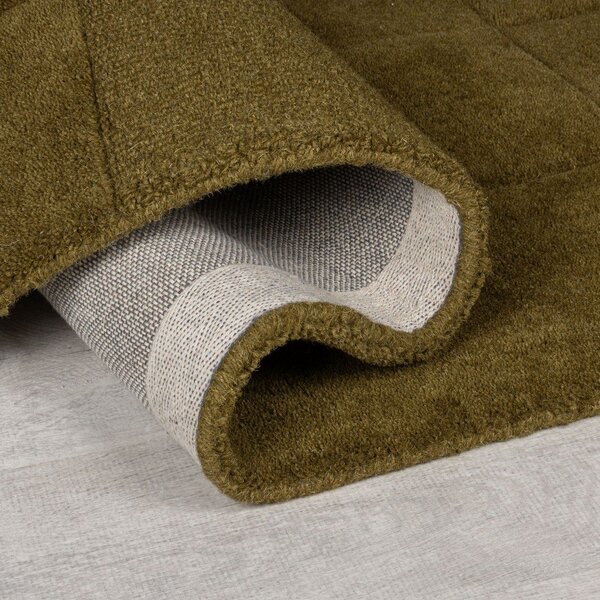 Tappeto in lana kaki tessuto a mano 200x290 cm Checkerboard - Flair Rugs