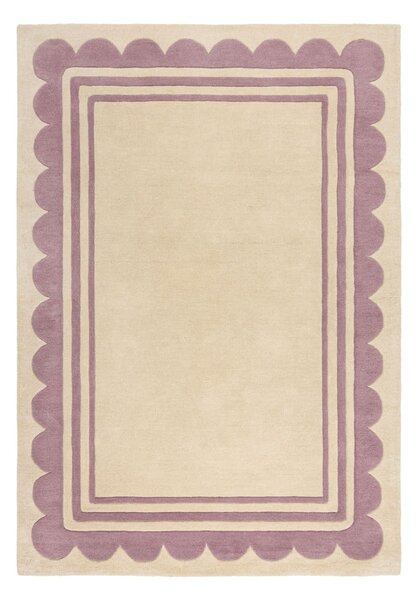 Tappeto in lana tessuto a mano di colore viola-naturale 160x230 cm Lois Scallop - Flair Rugs