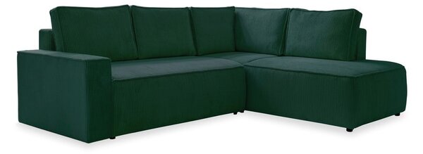 Divano letto angolare in velluto a coste verde scuro Brave Dave - Miuform