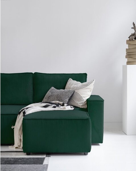 Divano letto angolare in velluto a coste verde scuro Brave Dave - Miuform