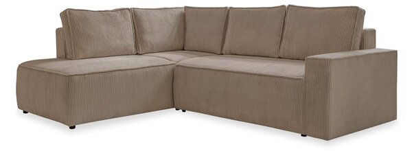 Divano letto angolare in velluto a coste beige Brave Dave - Miuform