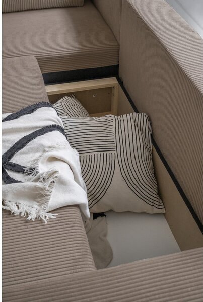 Divano letto angolare in velluto a coste beige Brave Dave - Miuform