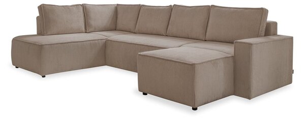 Divano letto angolare in velluto a coste beige Brave Dave - Miuform
