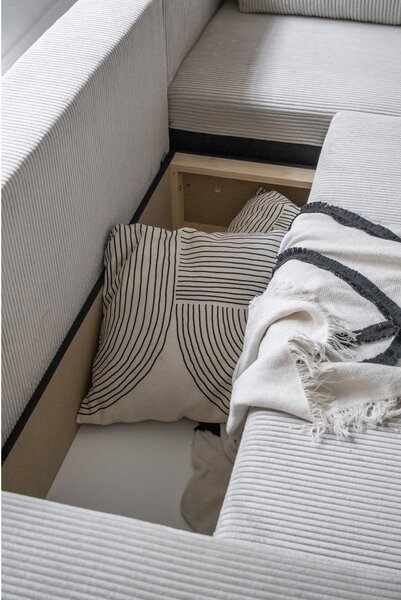 Divano letto angolare in velluto a coste bianco Brave Dave - Miuform