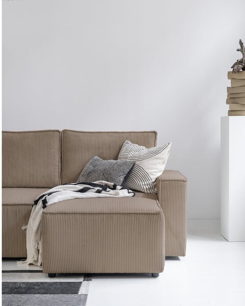 Divano letto angolare in velluto a coste beige Brave Dave - Miuform