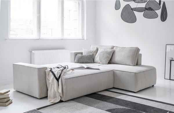 Divano letto angolare in velluto a coste bianco Brave Dave - Miuform