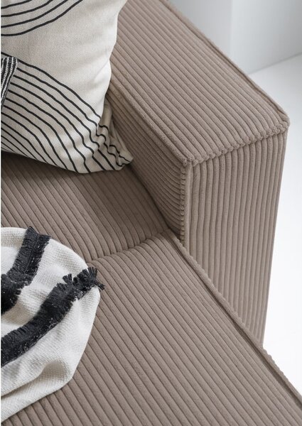 Divano letto angolare in velluto a coste beige Brave Dave - Miuform