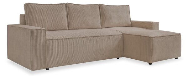 Divano letto angolare in velluto a coste beige Brave Dave - Miuform