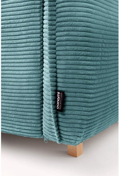 Divano angolare turchese allungabile (con penisola a sinistra/a forma di "U") con rivestimento in velluto a coste Tori – Bonami Selection