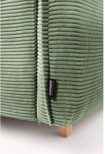 Divano angolare in verde chiaro allungabile (con penisola a sinistra/a forma di "U") con rivestimento in velluto a coste Tori – Bonami Selection