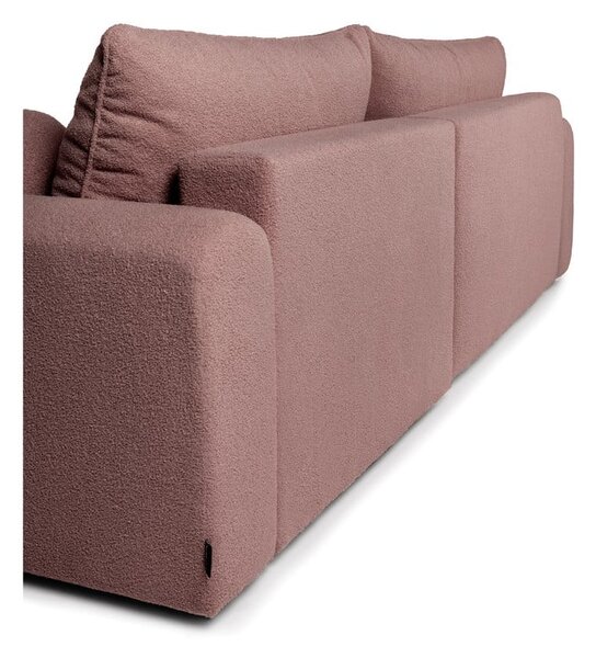 Divano angolare in rosa chiaro allungabile (con penisola a destra) con rivestimento in bouclé Quinoa – Bonami Selection