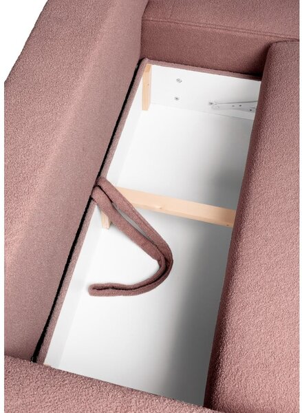 Divano angolare in rosa chiaro allungabile (con penisola a destra) con rivestimento in bouclé Quinoa – Bonami Selection
