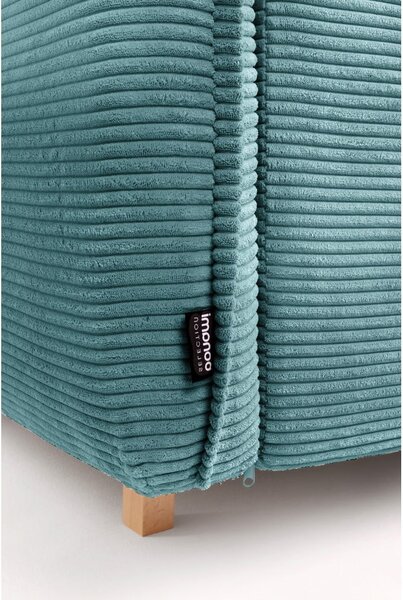 Divano angolare turchese allungabile (con penisola a destra/a forma di "U") con rivestimento in velluto a coste Tori – Bonami Selection