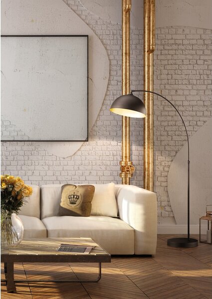 Lampada da terra nera con paralume in metallo (altezza 200 cm) Leitung - Fischer & Honsel