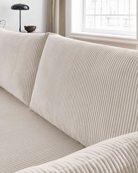 Divano beige allungabile con rivestimento in velluto a coste 211 cm Marcel – Bobochic Paris