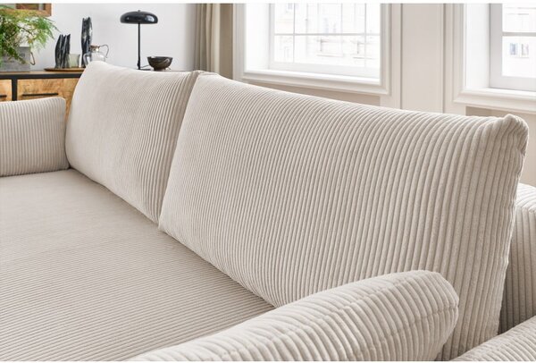 Divano beige allungabile con rivestimento in velluto a coste 211 cm Marcel – Bobochic Paris