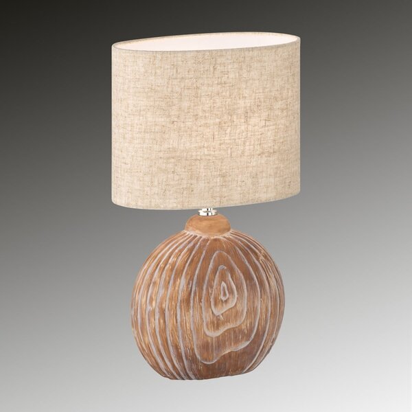Lampada da tavolo marrone/beige in ceramica con paralume in tessuto (altezza 39 cm) Tobse – Fischer & Honsel