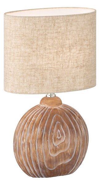 Lampada da tavolo marrone/beige in ceramica con paralume in tessuto (altezza 39 cm) Tobse – Fischer & Honsel