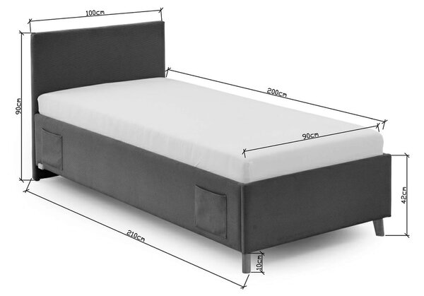 Letto da bambini rosa imbottito con contenitore con rete inclusa 90x200 cm Cool – Meise Möbel