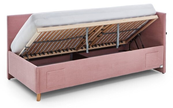 Letto da bambini con sponde rosa imbottito con contenitore con rete inclusa 120x200 cm Cool – Meise Möbel