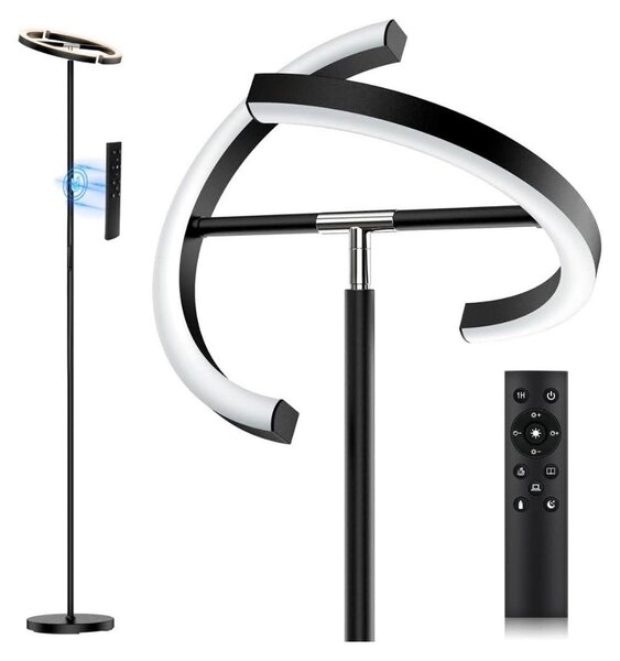 Lampada da terra SIBRILLE 20W, LED dimmerabile, nera, moderna, 1300LM, bianco caldo/bianco freddo, con telecomando, funzione touch, per ufficio e soggiorno