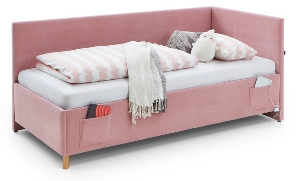 Letto da bambini con sponde rosa imbottito con contenitore con rete inclusa 120x200 cm Cool – Meise Möbel