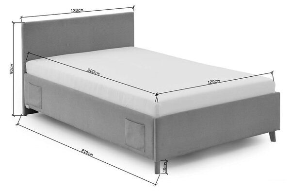 Letto da bambini color antracite imbottito con contenitore con rete inclusa 120x200 cm Cool – Meise Möbel