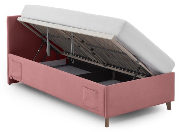 Letto da bambini rosa imbottito con contenitore con rete inclusa 90x200 cm Cool – Meise Möbel