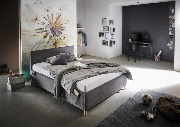 Letto da bambini color antracite imbottito con contenitore con rete inclusa 120x200 cm Cool – Meise Möbel