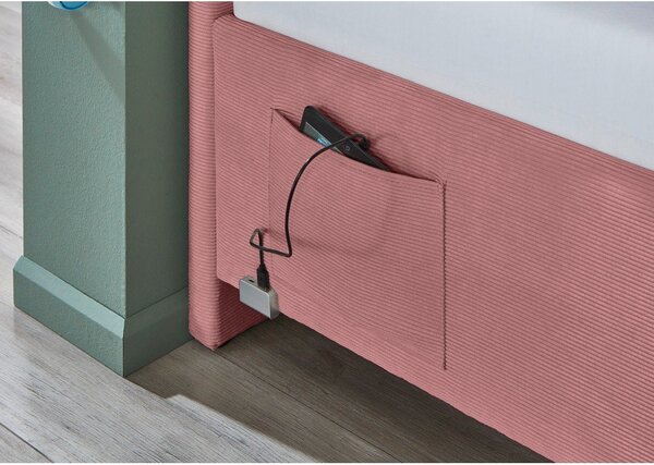 Letto da bambini rosa imbottito con contenitore con rete inclusa 90x200 cm Cool – Meise Möbel