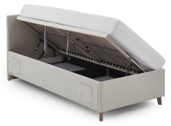 Letto da bambini beige imbottito con contenitore con rete inclusa 90x200 cm Cool – Meise Möbel