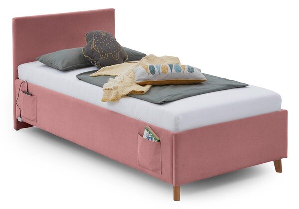 Letto da bambini rosa imbottito con contenitore con rete inclusa 90x200 cm Cool – Meise Möbel