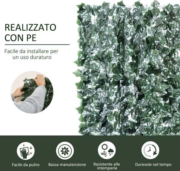 Rotolo di Siepe Pavimentazioni Verde Scuro 240L x 100Acm Artificiale per Balcone e Giardino inTessuto, PE, Homcom|Aosom