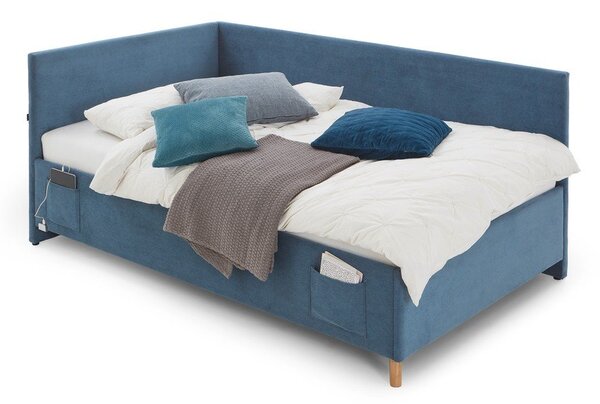 Letto da bambini con sponde blu imbottito con contenitore con rete inclusa 140x200 cm Cool – Meise Möbel