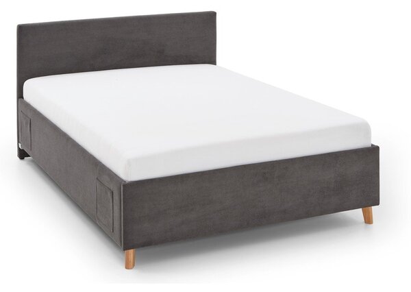 Letto da bambini color antracite imbottito con contenitore con rete inclusa 120x200 cm Cool – Meise Möbel