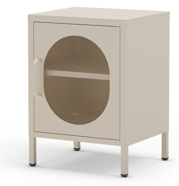 Comodino in metallo color crema Diora - Marckeric
