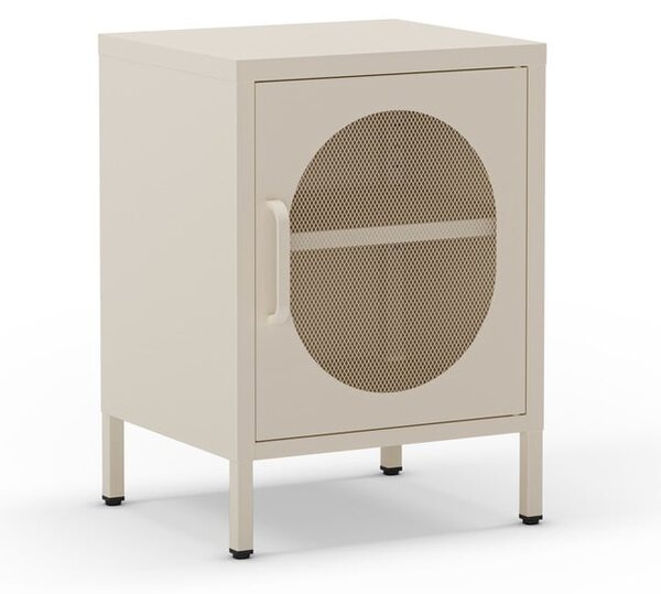 Comodino in metallo color crema Diora - Marckeric