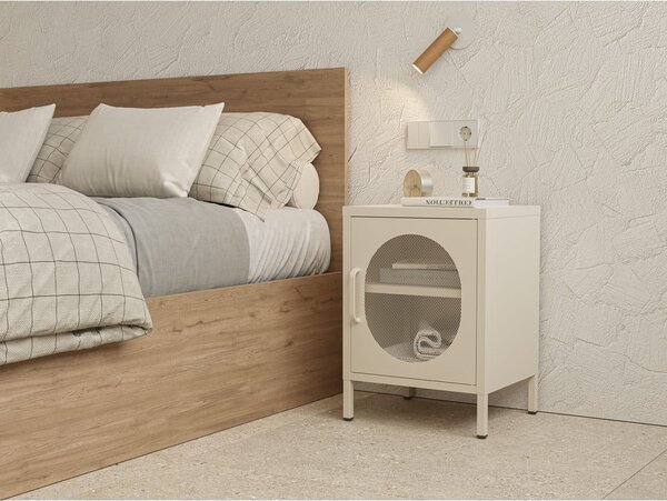Comodino in metallo color crema Diora - Marckeric