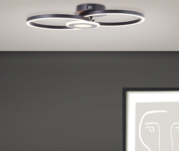 BRILLANTE plafoniera LED nera moderna Bray | elemento orientabile | bianco caldo | 24 Watt 2900 Lumen 3000 Kelvin | 30x52cm | metallo/plastica