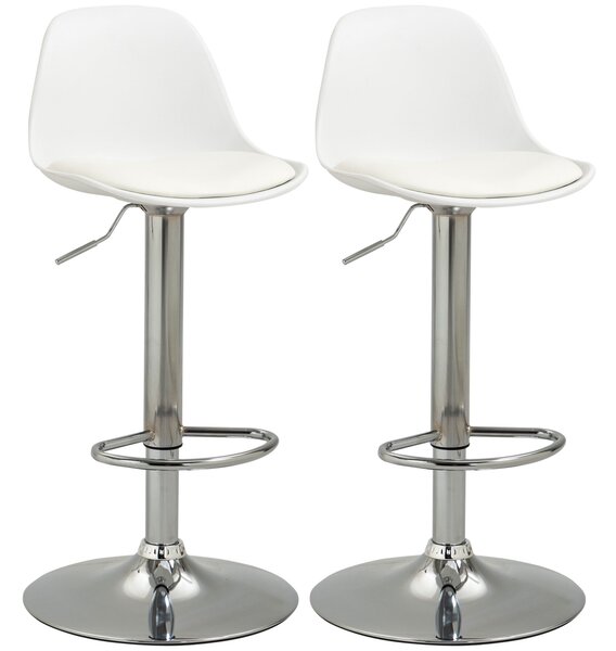 HOMCOM Set 2 Sgabelli Cucina Design Girevoli con Schienale in Similpelle, Sgabelli Bar Design con Poggiapiedi e Altezza Regolabile,Bianco| Aosom Italy