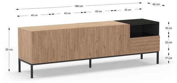 Mobile TV color legno naturale 180x55 cm Cailin - Marckeric