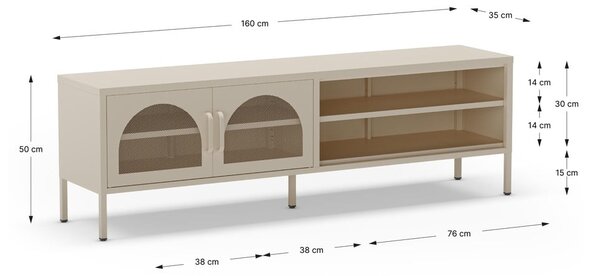 Mobile TV color crema 160x50 cm Diora - Marckeric