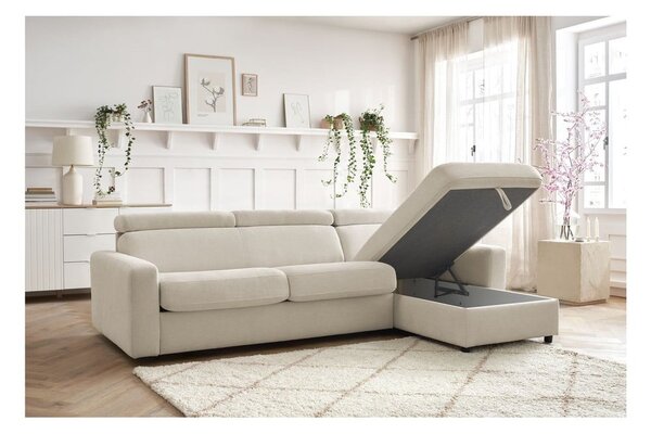 Divano angolare color crema allungabile (con composizione variabile) Monaco – Bobochic Paris