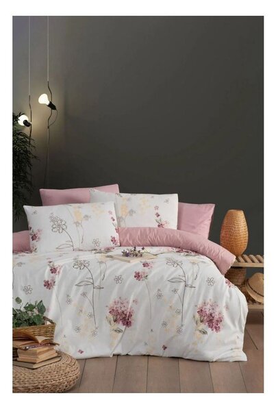 Biancheria da letto bianca/rosa per letto singolo/per letto prolungato con lenzuolo incluso/3 pz 160x220 cm Floral – Mila Home