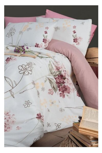 Biancheria da letto bianca/rosa per letto singolo/per letto prolungato con lenzuolo incluso/3 pz 160x220 cm Floral – Mila Home