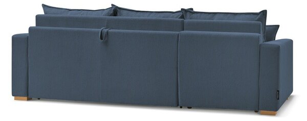 Divano angolare in blu scuro allungabile (con composizione variabile) con rivestimento in velluto a coste Augustin – Bobochic Paris