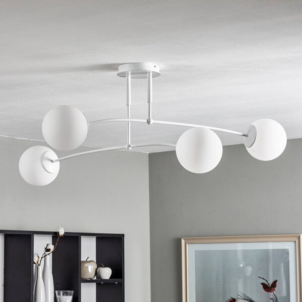 Plafoniera soffitto Pregos 4 EMIBIG LIGHTING, dimmerabile, Bianco / Opale, Corridoio, Metallo, Moderno, Plafoniera