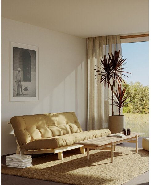 Divano in velluto a coste giallo 200 cm Lean - Karup Design
